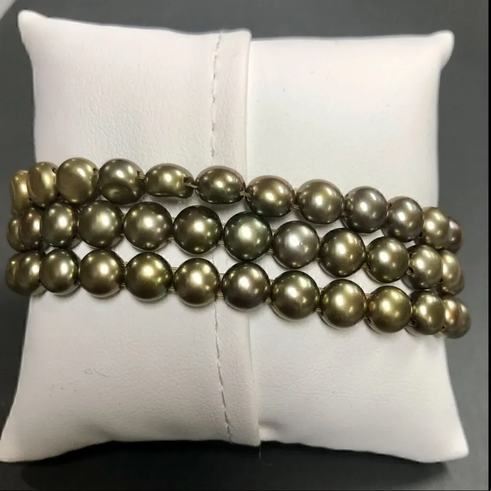 Honora Green Pearl Stretchy Bracelets Set of 3